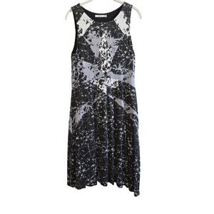 Bailey 44 Black White Grey Marble Print Sleeveless Fit Flare Dress Large